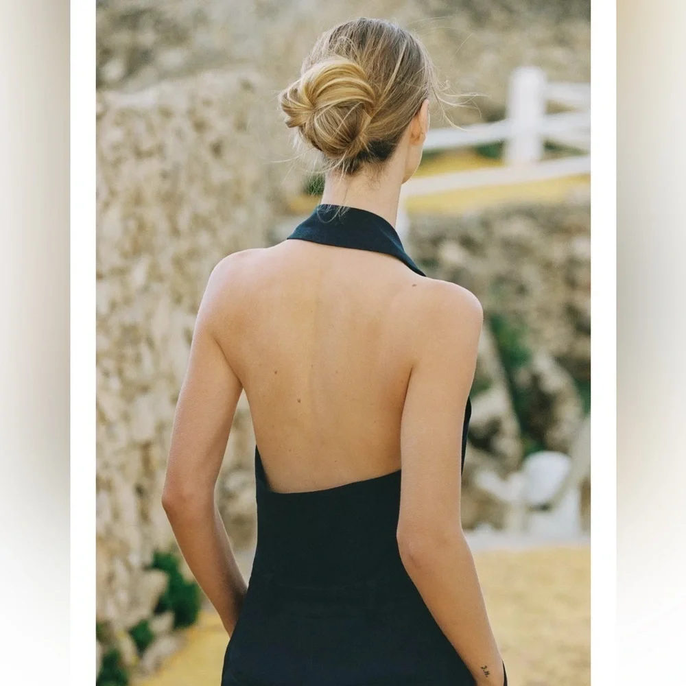 Zara Halter Belted Linen Jumpsuit